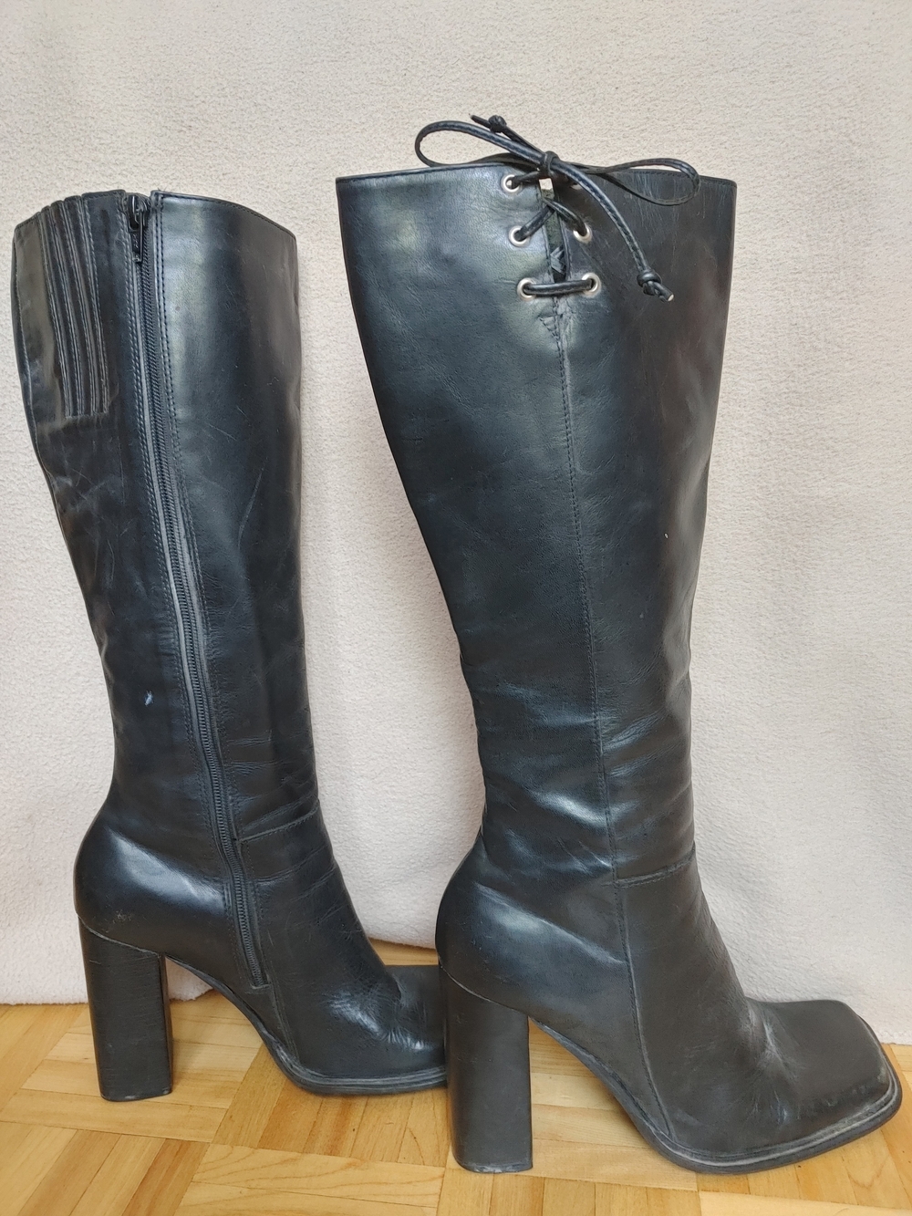 Classic Leather Black Knee-High Boots